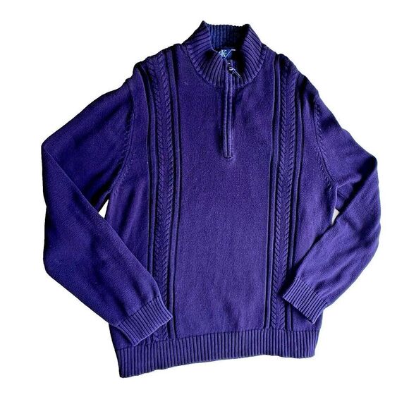 Calvin Klein Dark purple Long Sleeve Pullover Zip Mock Neck Sweater plus XXL - Picture 2 of 7